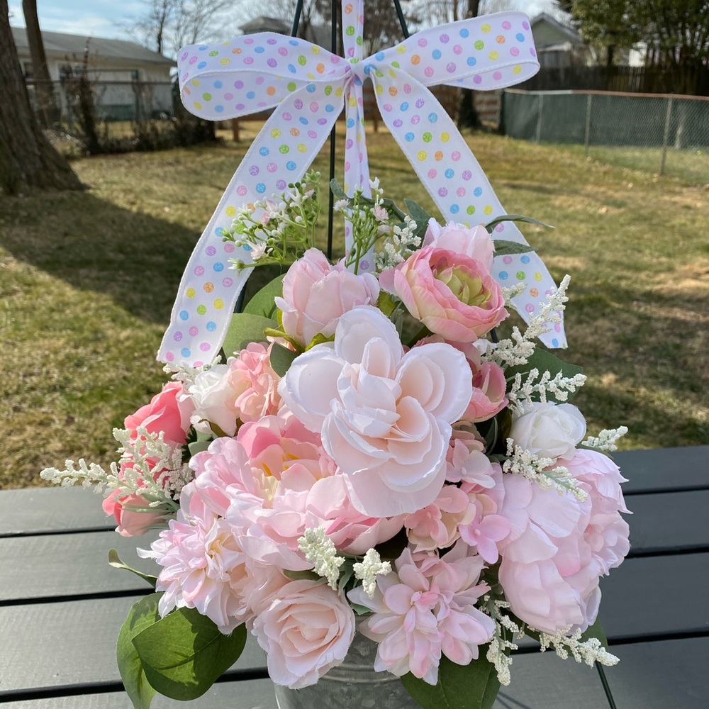 Handmade Peony/Rose Door Wreath - Picture 3 of 6
